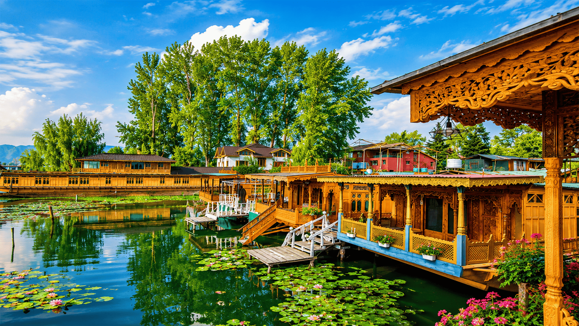 Luxurious houseboat exterior